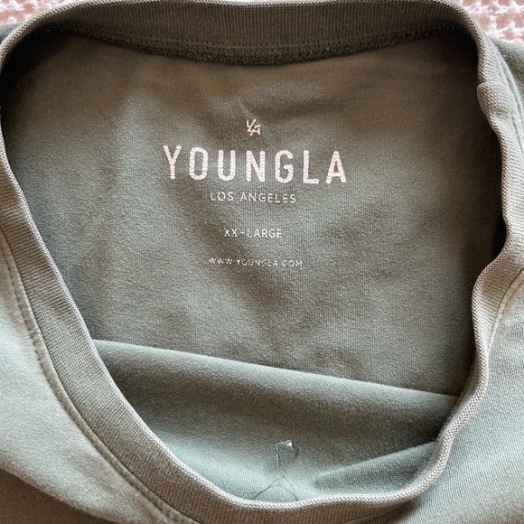 YoungLA Olive Green Tee with Pink Floral & Green Hummingbirds - Picture 4 of 4